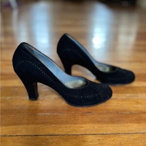 Vintage Black Suede High Heels
